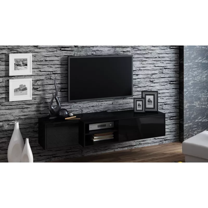Móvel de TV Cama SIGMA1 180 preto/preto brilhante