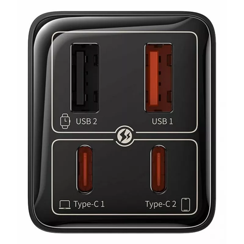 Carregador rápido de parede Baseus GaN6 Pro universal preto CA para interior
