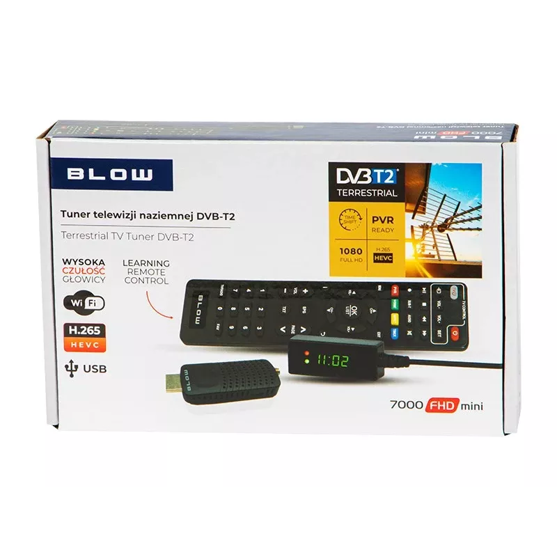 Sintonizador DVB-T2 BLOW 7000FHD MINI H.265 – recetor de TV terrestre compacto, HDMI, USB, S/PDIF, áudio L/R, teletexto