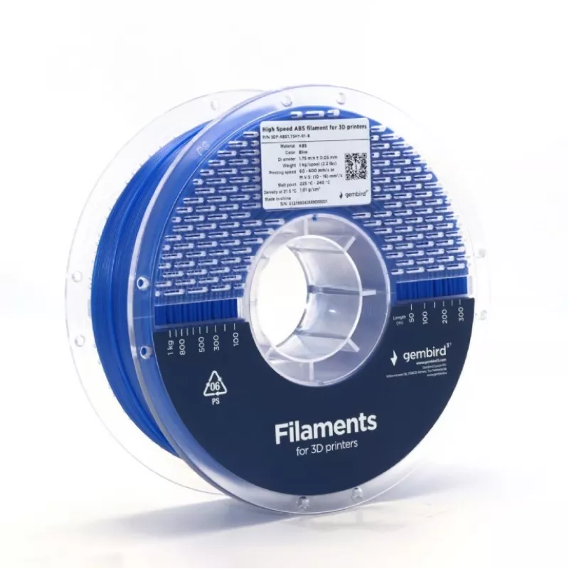 Filamento GEMBIRD ABS 1,75 mm 1 kg — Azul para impressão 3D