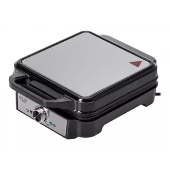Máquina de waffles Adler AD 3083 – 4 waffles quadrados 10×10 cm, 1200 W, temperatura ajustável, revestimento antiaderente, pegas frias