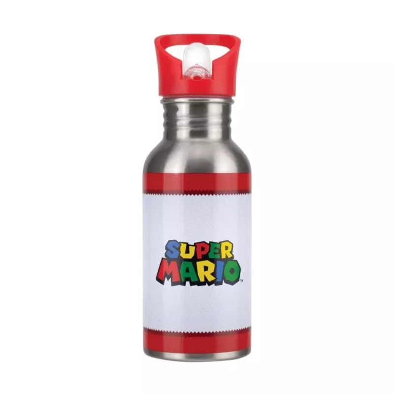 Garrafa de água metálica Paladone Super Mario com palhinha