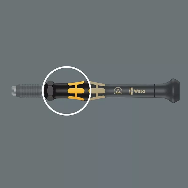Chave de fendas combinada Wera ESD/11 SB – 1 peça, pontas Torx/Phillips/Phillips/Ponta chata, punho de plástico (preto/amarelo)