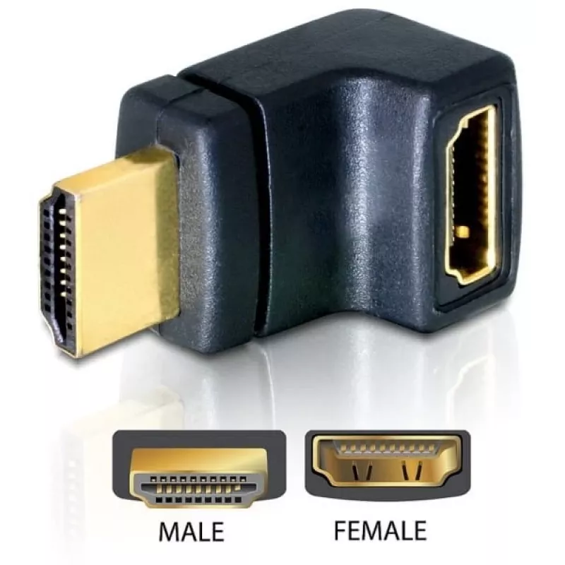 Adaptador HDMI DeLOCK 65072 HDMI macho para HDMI fêmea, 90° para cima