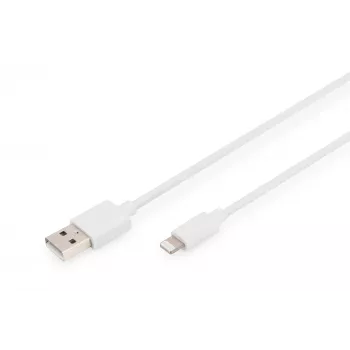 DIGITUS - Cabo Lightning - Lightning (M) para USB (M) - 1,0 m - isolamento duplo - branco - moldado - para Apple iPad/iPhone/iPod (Lightning) (DB-600106-010-W)