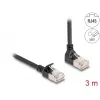 Cabo de rede DeLOCK RJ45 Cat.6A S/FTP fino 90° 3 m preto