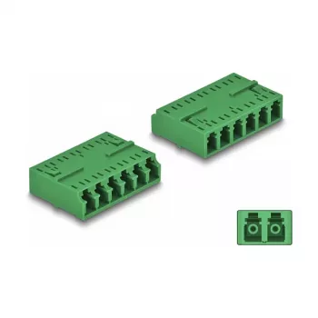 Acoplador de fibra ótica DeLOCK HD LC Hexaplex fêmea para LC Hexaplex fêmea verde