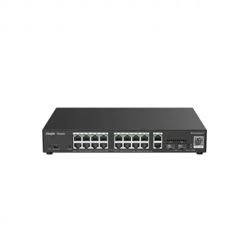 Switch L2 Gigabit PoE gerido Ruijie RG-ES220GS-P — 18× Gigabit (10/100/1000), IEEE 802.3af/at, 40 Gbit/s, Preto