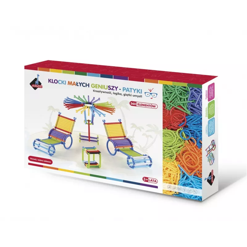 Conjunto de construção Ascato Blocks Sticks 360 elementos em caixa