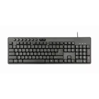 Teclado Full-Size com fios Gembird KBS-UM-04 USB QWERTY US-Inglês com rato, preto, cabo de 1,5 m