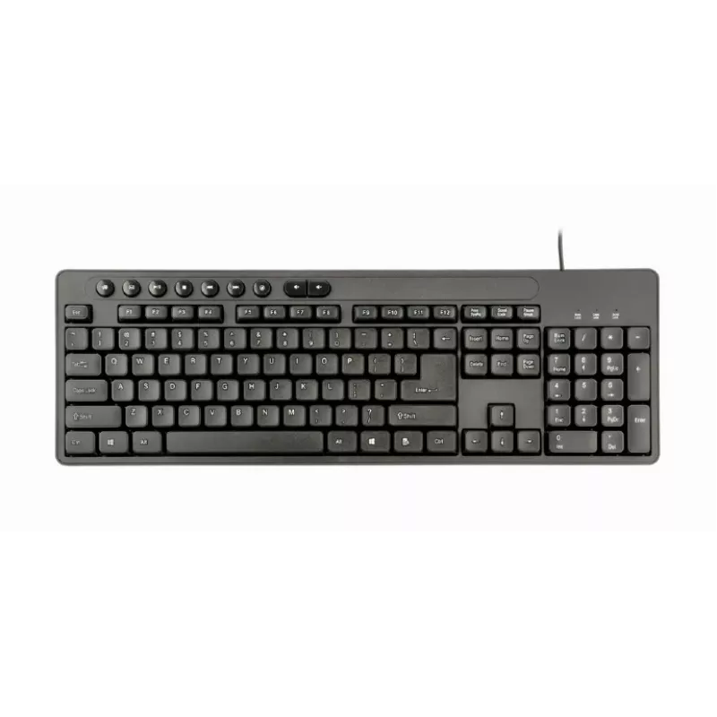 Teclado Full-Size com fios Gembird KBS-UM-04 USB QWERTY US-Inglês com rato, preto, cabo de 1,5 m