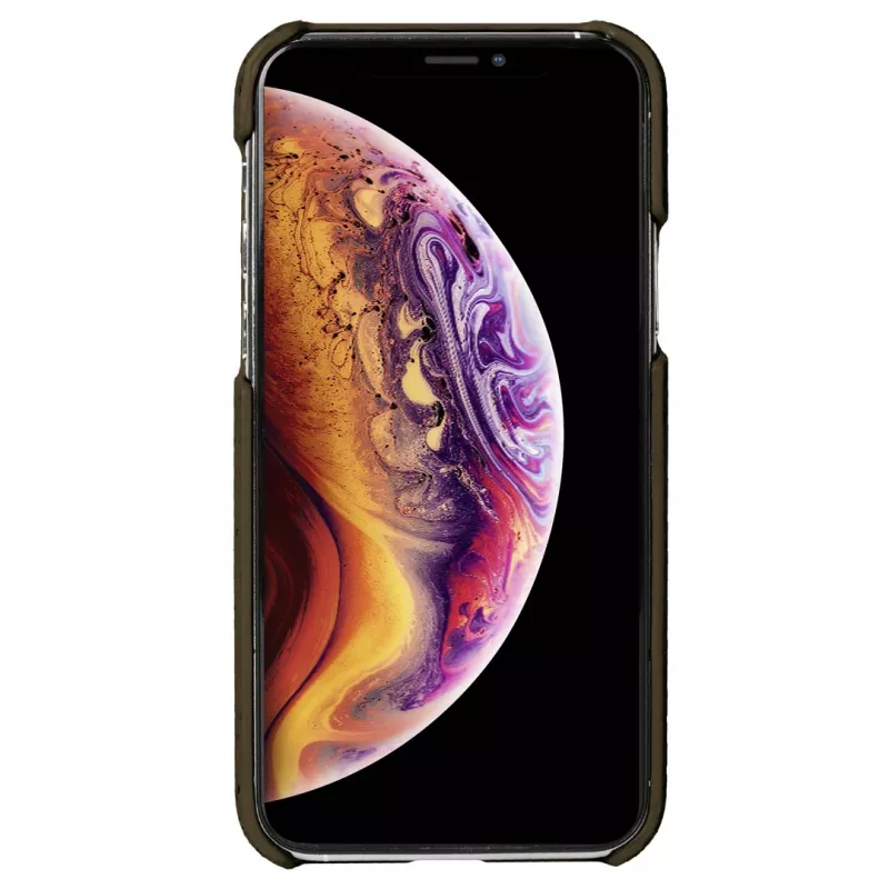 Capa Krusell Birka para Apple iPhone 11 Pro, capa castanho-escura efeito pele