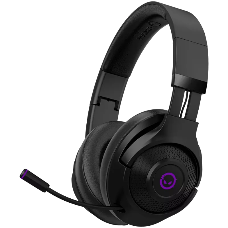 Lorgar Noah 702 (LRG-GHS702) auscultadores gaming sem fios, Bluetooth 5.3, recetor USB, AUX de 3,5 mm, drivers de 40 mm, 1000 mAh, RGB, pretos