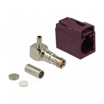 Conector coaxial DELOCK 89716 – FAKRA D macho, 90° angular, 13,8 × 21,5 × 9,5 mm