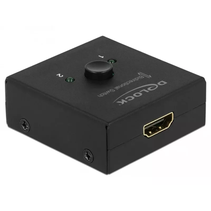 DeLock HDMI 2-1 bidirecional 4K 60 Hz compacto - Retail Box - Comutador de vídeo/áudio - 2 x HDMI - secretária (64072)