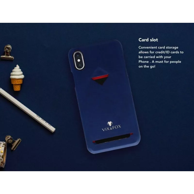 Capa traseira com compartimento para cartões VixFox para Samsung S9, azul-marinho, cobertura traseira protetora para telemóvel com compartimento para cartões