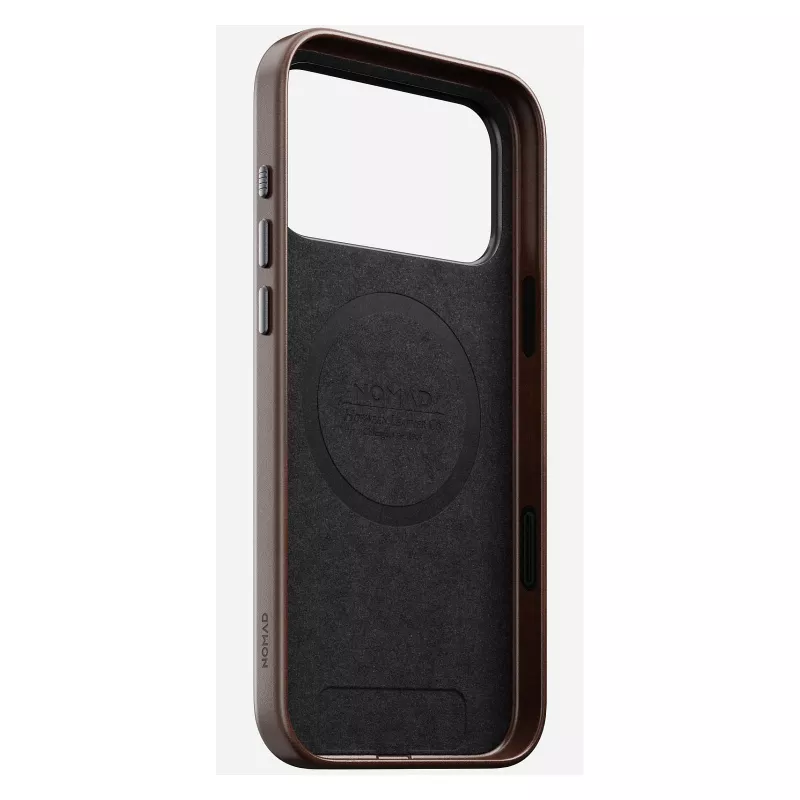 Capa para telemóvel Nomad Traditional Leather Case para iPhone 17 Pro Max, couro/alumínio/microfibra, compatível com 6,9 polegadas (castanho)