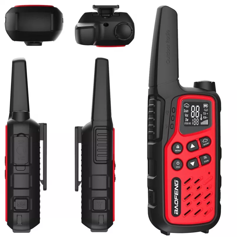 Baofeng BF-T25E conjunto de walkie-talkies, 2 unid., vermelho