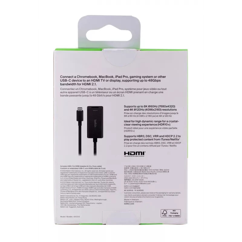 Adaptador de cabo de vídeo Belkin AVC013BTBK HDMI Type-A (Standard) USB Type-C preto