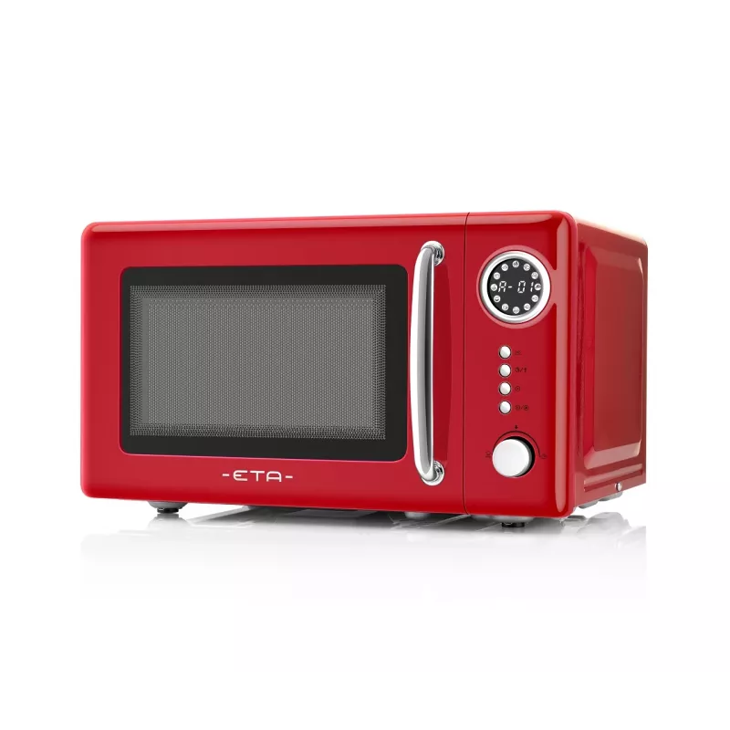 Micro-ondas de bancada ETA Storio Vermelho Solo – 20 L, 700 W, 5 níveis de potência, prato giratório de 245 mm