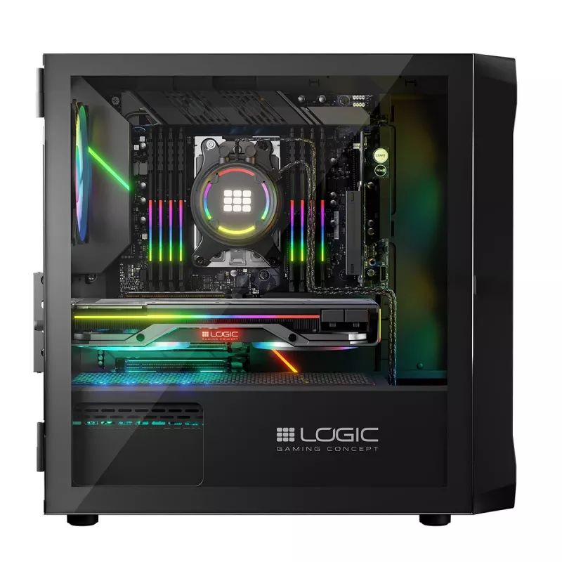 Caixa de computador Logic Concept Portos Mini ARGB Micro ATX preto