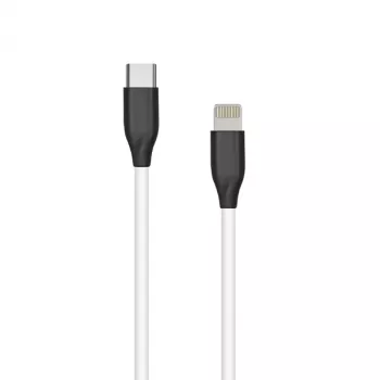 Cabo de silicone USB Type-C - Lightning (branco, 1 m)