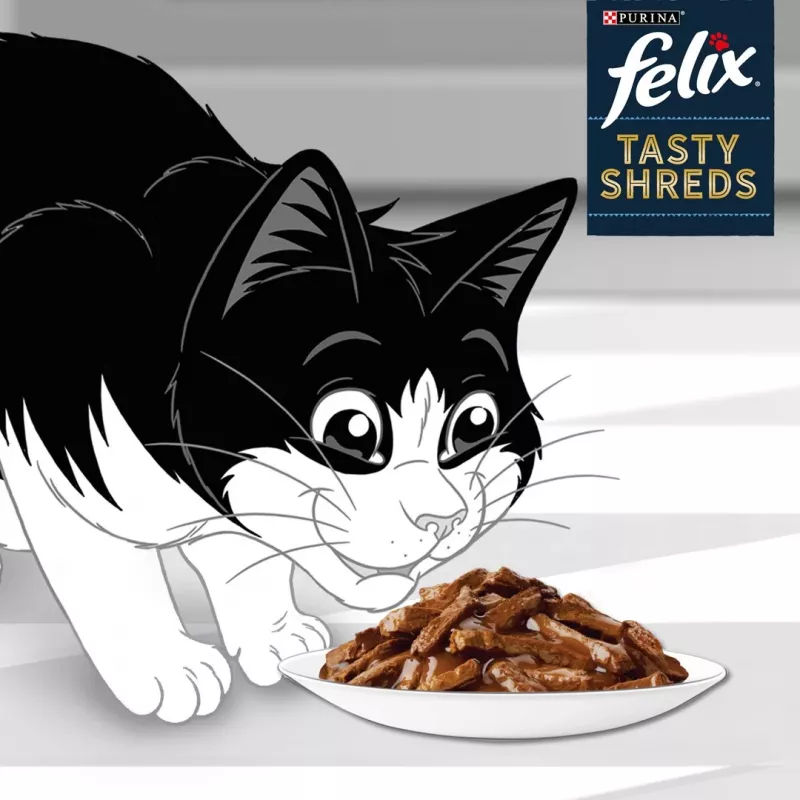 FELIX Tasty Shreds com vaca e frango - 4x 80g