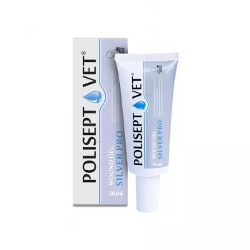 Gel para feridas JM Sante Polisept Vet Silver Pro 30 ml – cuidado tópico de feridas para cães e gatos, bisnaga de 30 ml