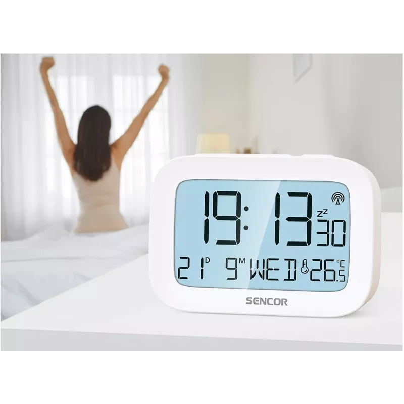 Despertador digital SENCOR SRC 2200 com visor LED e backup por pilha