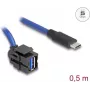 Cabo DeLOCK 88156 USB 0,5 m USB A USB C preto azul