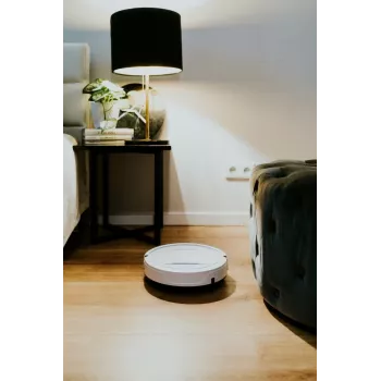 Aspirador robô BLAUPUNKT RVC201 — redondo, branco, depósito sem saco de 0,5 l, 55 minutos de autonomia