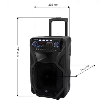 Altifalante de karaoke portátil MANTA SPK5021PRO 20W, woofer de 12 polegadas, 80W RMS, Bluetooth, autonomia da bateria até 5 h, SD/USB, entradas para microfone e guitarra