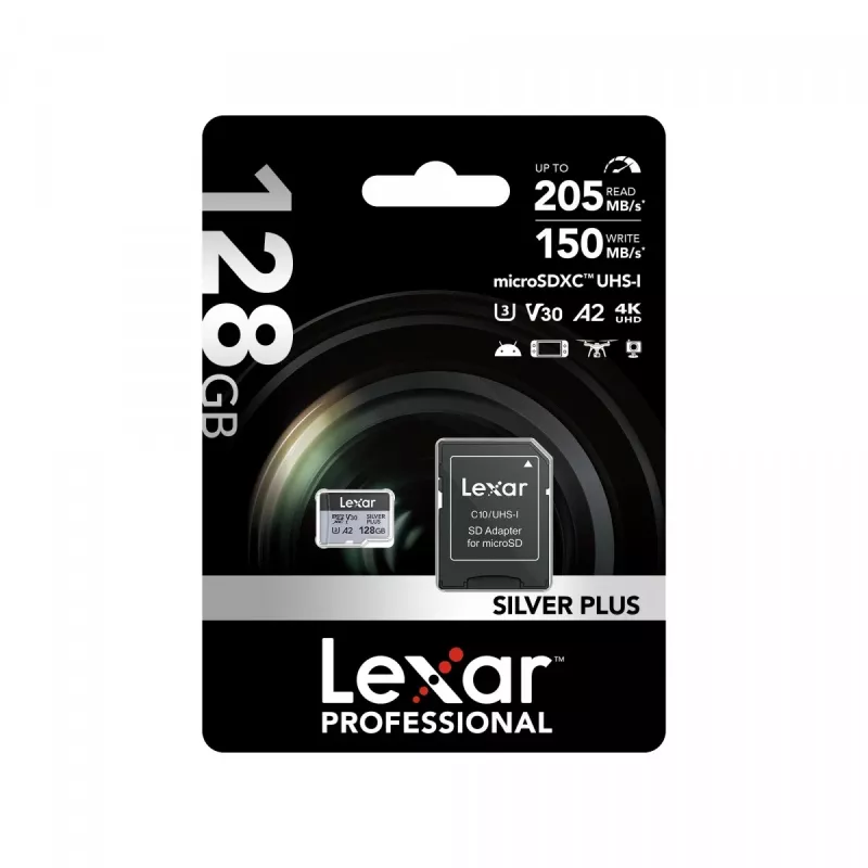Memória flash Lexar 128 GB UHS-I MicroSDXC Professional SILVER PLUS