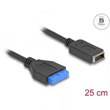 Cabo USB DeLOCK ficha macho-conector fêmea para USB Type-E Key A interno 25 cm