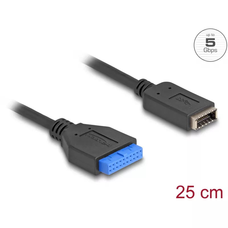 Cabo USB DeLOCK ficha macho-conector fêmea para USB Type-E Key A interno 25 cm