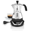 Cafeteira Moka elétrica BIALETTI 3 chávenas Moka Timer, ecrã LED programável, caixa de alumínio, reservatório da cafeteira
