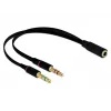 DeLOCK - adaptador para headset - ficha mini de 4 polos (F) para ficha jack mini estéreo (M) - 20 cm - preto