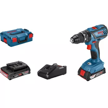 Berbequim de percussão sem fio GSB 18V-28 Professional, 18 volts (azul/preto, 2x bateria de iões de lítio 2,0 Ah, em L-BOXX)