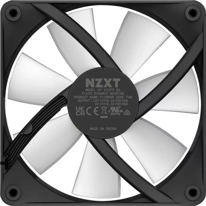 NZXT F120 RGB Core ventoinha de caixa de 120 mm, PWM de 4 pinos, preta