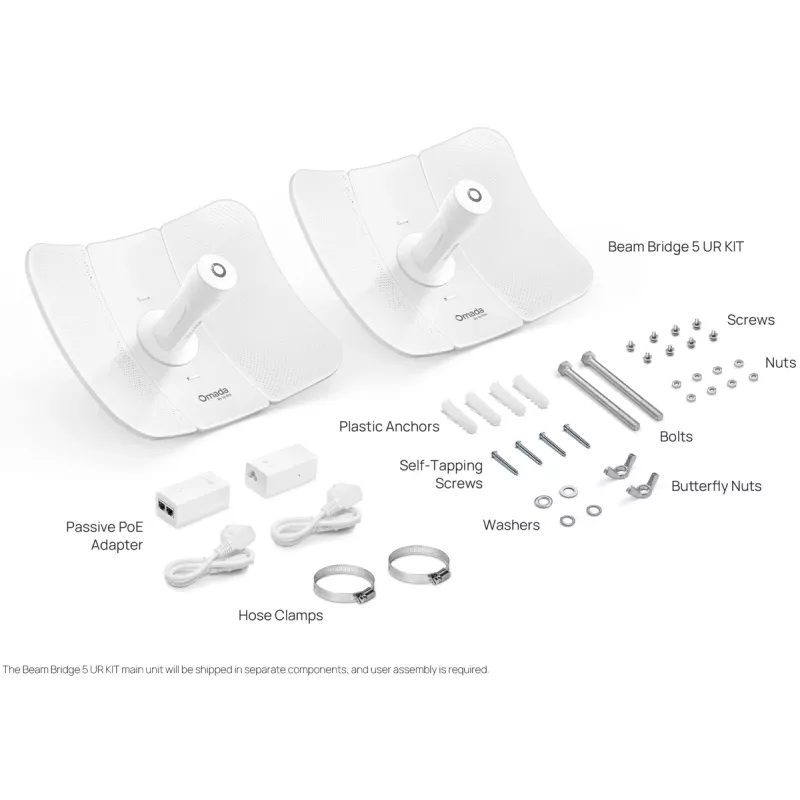 Bridge de rede TP-LINK Beam Bridge 5 UR KIT, 5 GHz Single-Band, Wi‑Fi 5 (802.11ac), Gigabit Ethernet, antena externa, alcance máx. 15000 m, branco