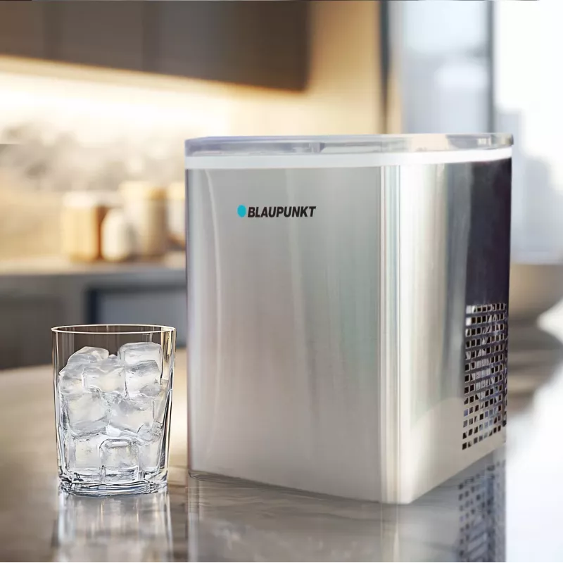 Máquina de fazer gelo BLAUPUNKT IMB301 — máquina de gelo compacta de bancada, produção automática de gelo