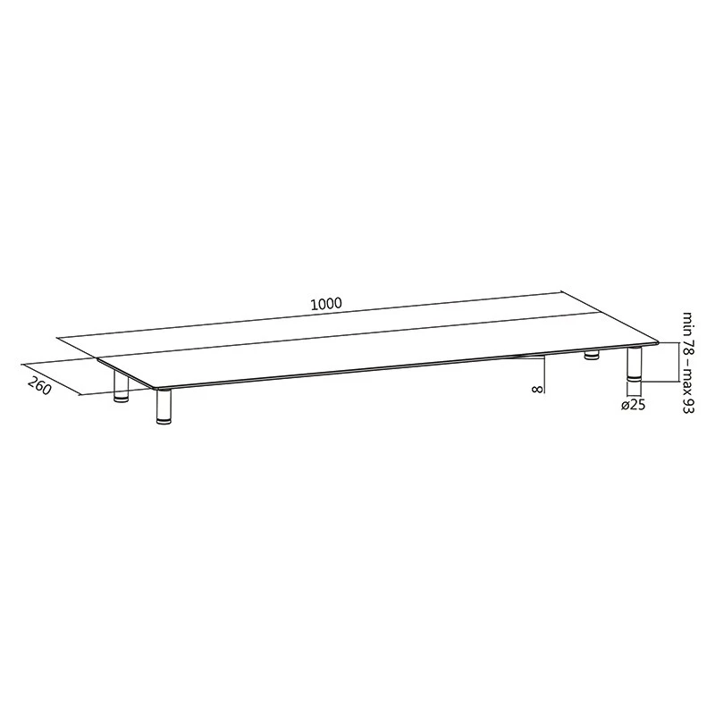 Elevador para monitor com prateleira de vidro 1000 mm de comprimento