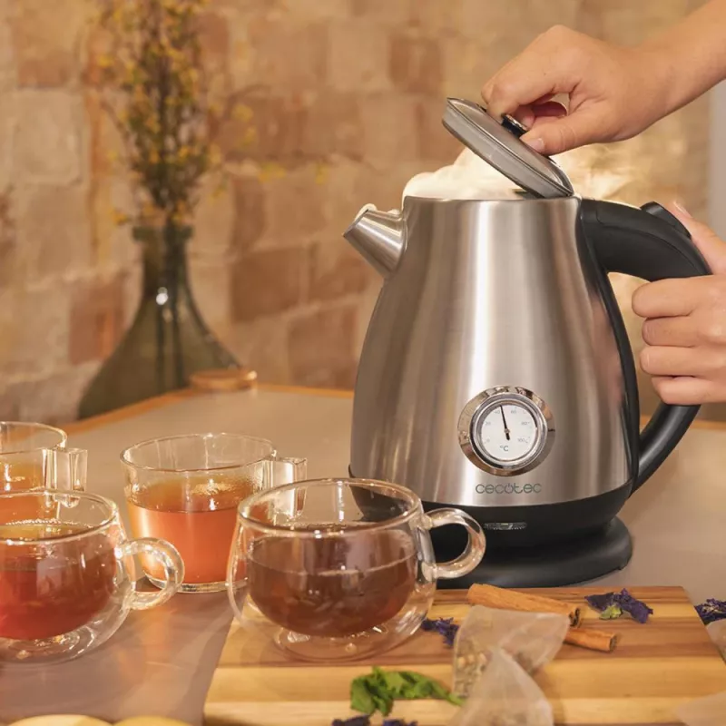 Cecotec Thermosense 620 Retro Steel Chaleira elétrica 1,7 l 2200 W aço inoxidável