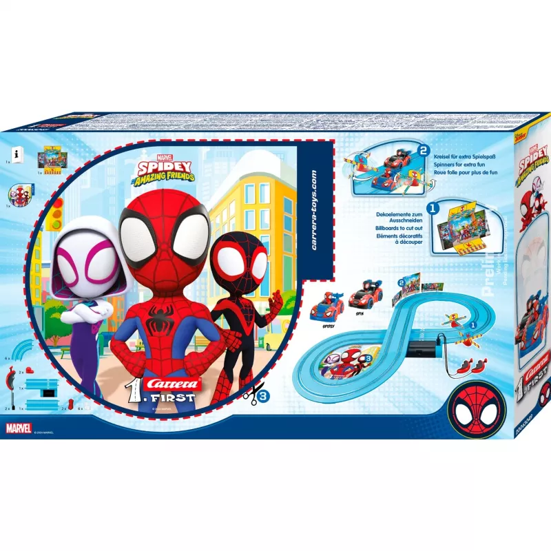 Conjunto de slotcars CARRERA FIRST Spidey 20063049 — pista de corrida para principiantes para crianças