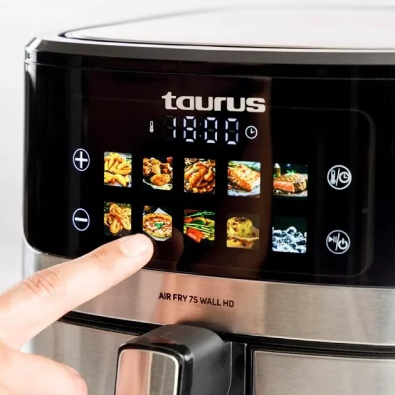 Fritadeira de ar quente Taurus Air Fry 7S 1600W 6,5L, aço inoxidável, 8 programas, 80–200°C, controlo tátil