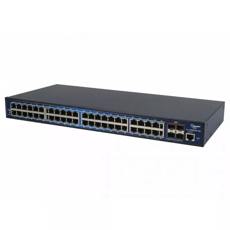 ALLNET 48+4P ALL-SG8652M-10G Switch Ethernet 48 x Gigabit + 4 x 10G portas SFP+, montagem em rack