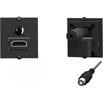Tomada HDMI + 3,5mm Bachmann 917.189, 1 tomada, preto