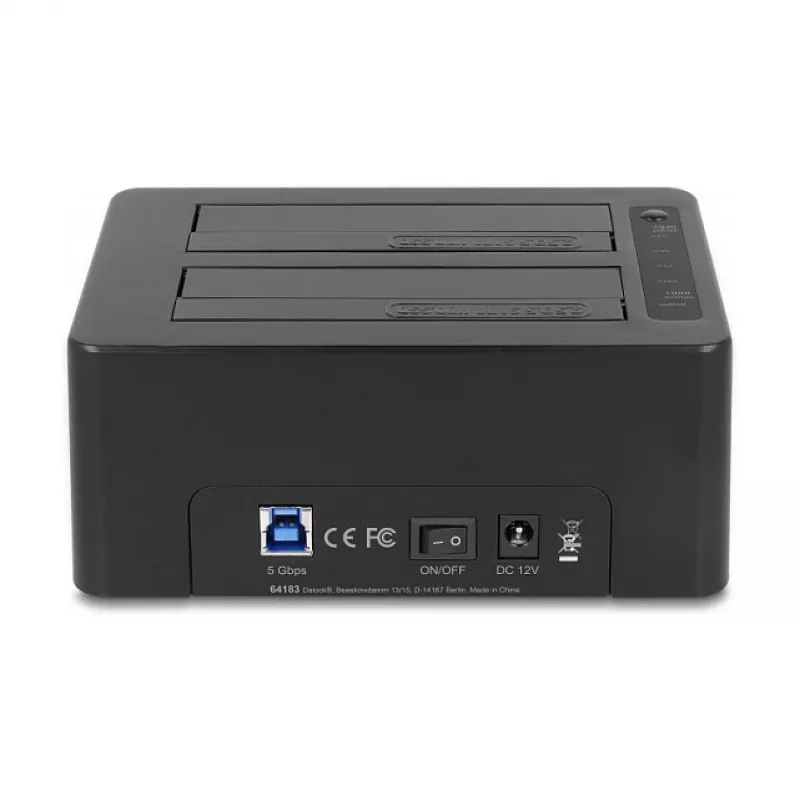 Estação de acoplamento USB dupla DeLOCK para 2 x SATA HDD SSD com função de clonagem e leitor de cartões