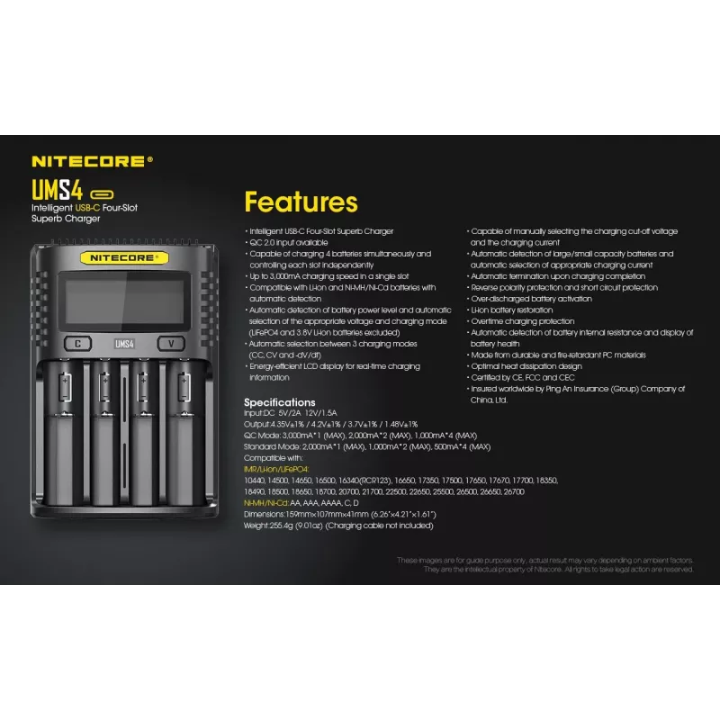 Carregador Nitecore UMS4