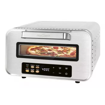 Máquina de pizza ProfiCook PC-PO 1323 – Forno de pizza de bancada, 1 pizza, 2100 W, aço inoxidável, temporizador digital